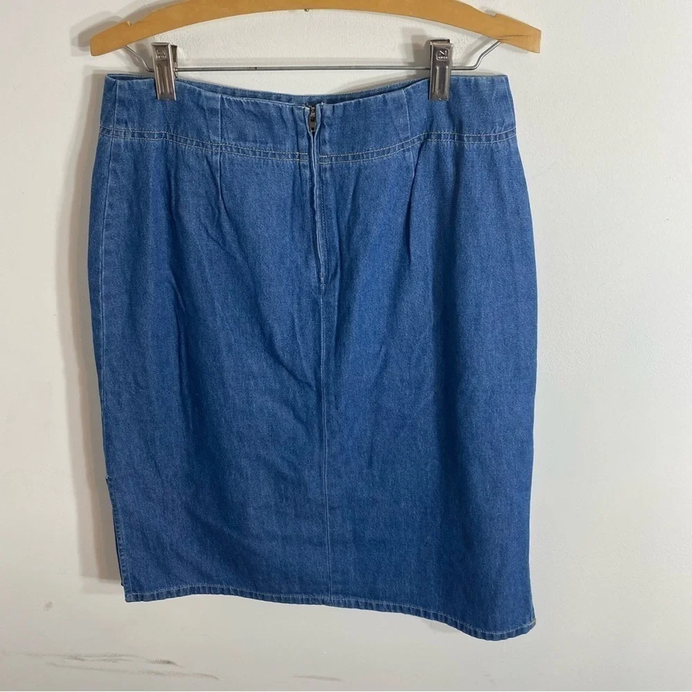 Vintage True Blue Denim Skirt Sz 10 90s Zipper